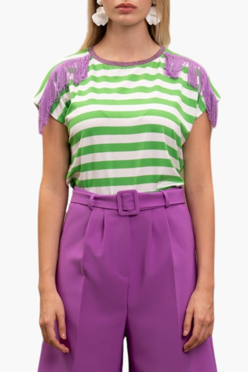 Nualy T-SHIRT CON FRANGIA Pezzi Unici