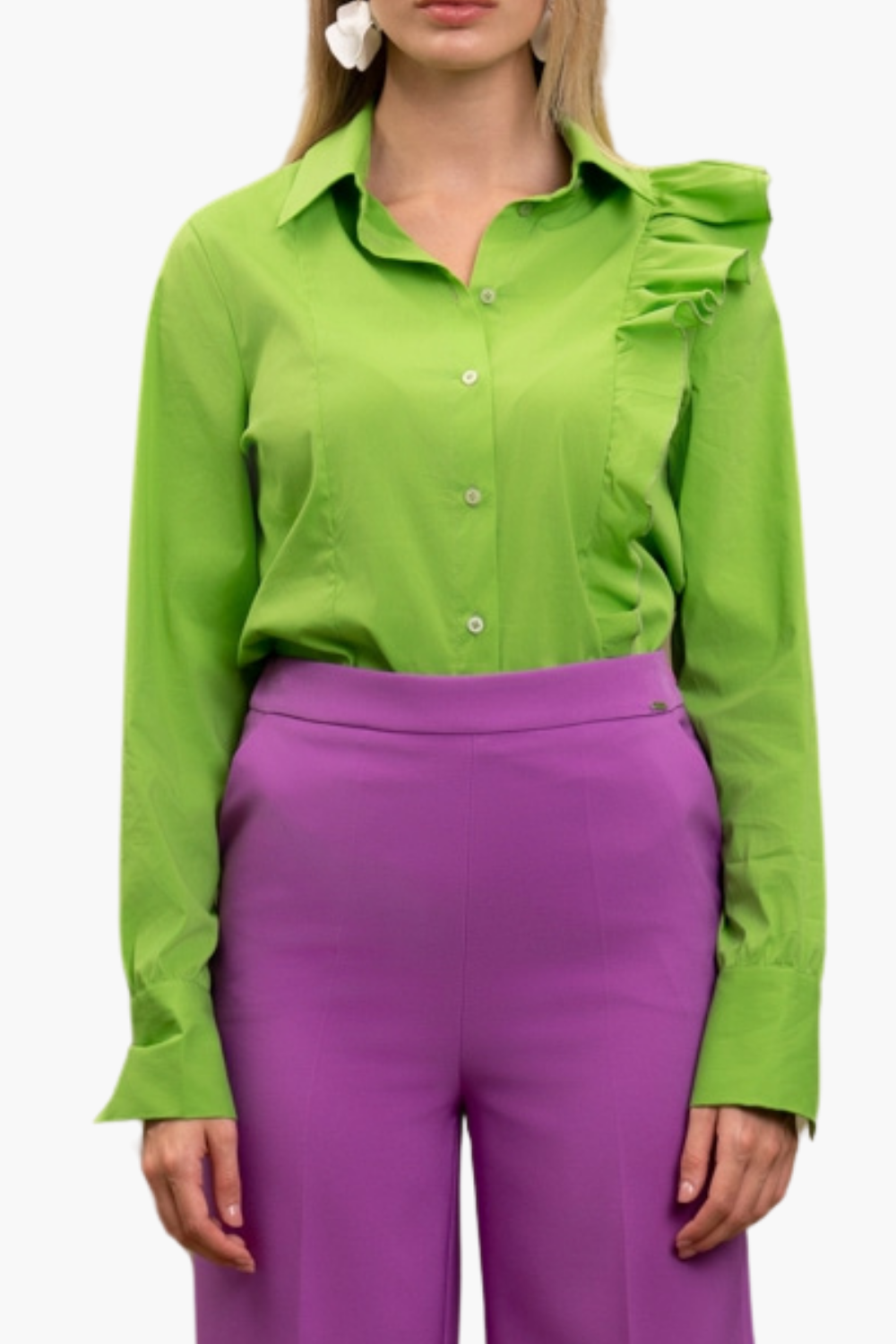 Nualy CAMICIA CON VOLANT Consegna Veloce