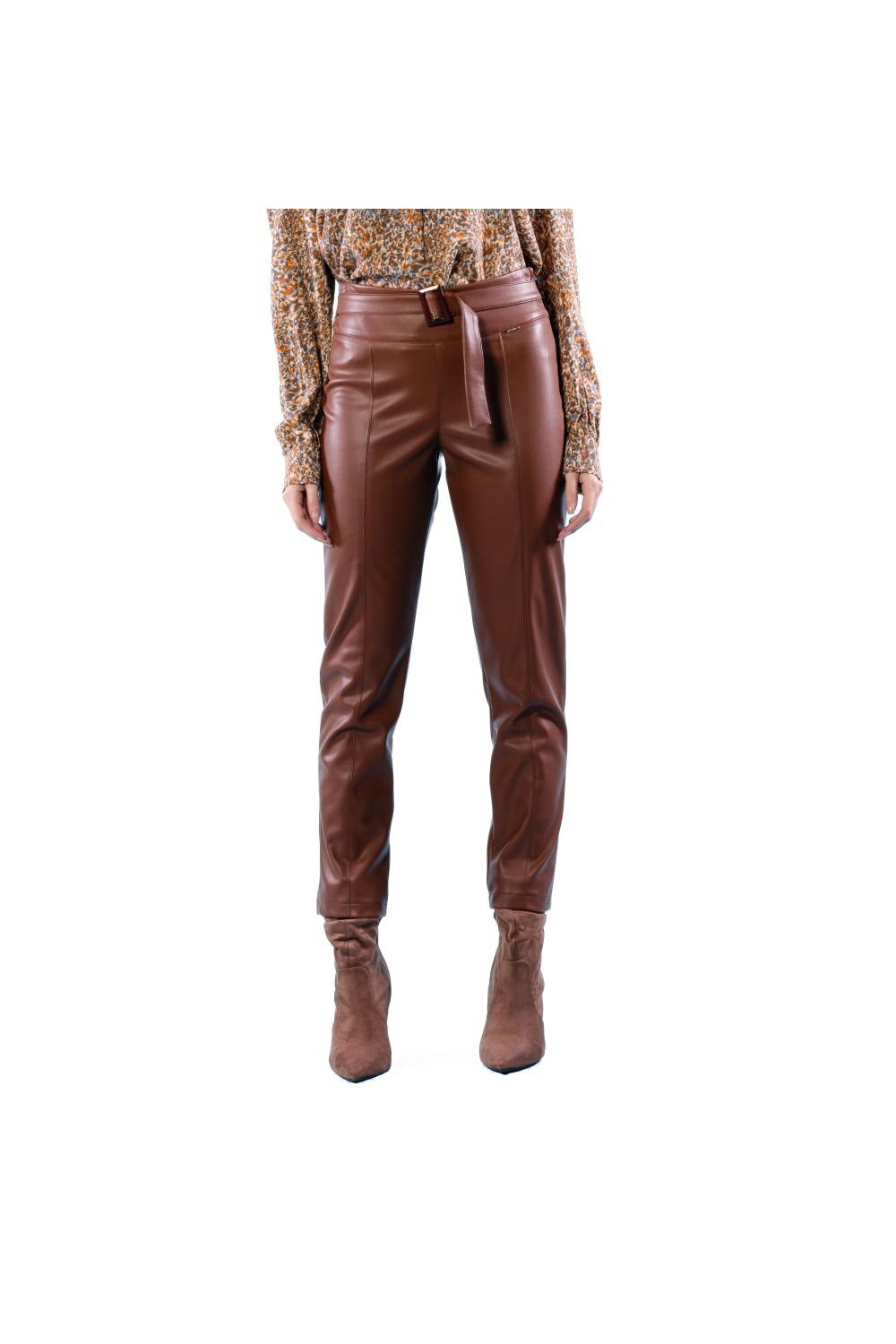Nualy LEGGINS IN PELLE CON CINTURA Negozio