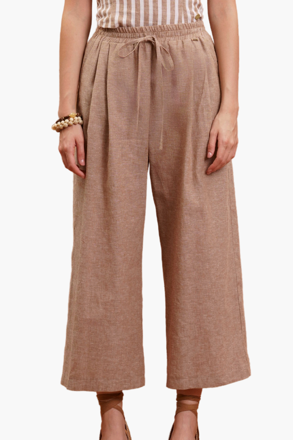 Nualy PANTALONE BARREL IN LINO Offerte giornaliere