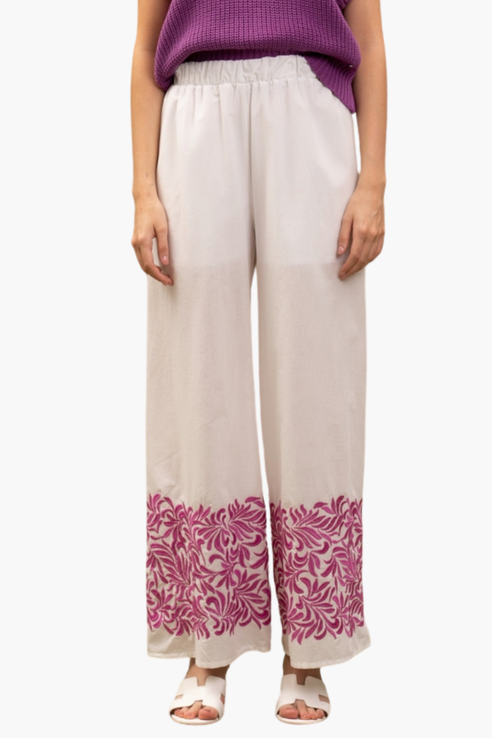 Nualy PANTALONE CON RICAMO Enormi risparmi