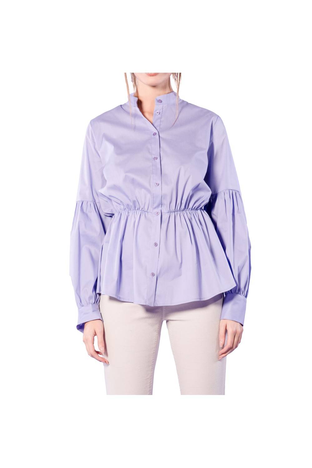 Nualy CAMICIA IN POPELINE CON MANICA A SBUFFO Nuova