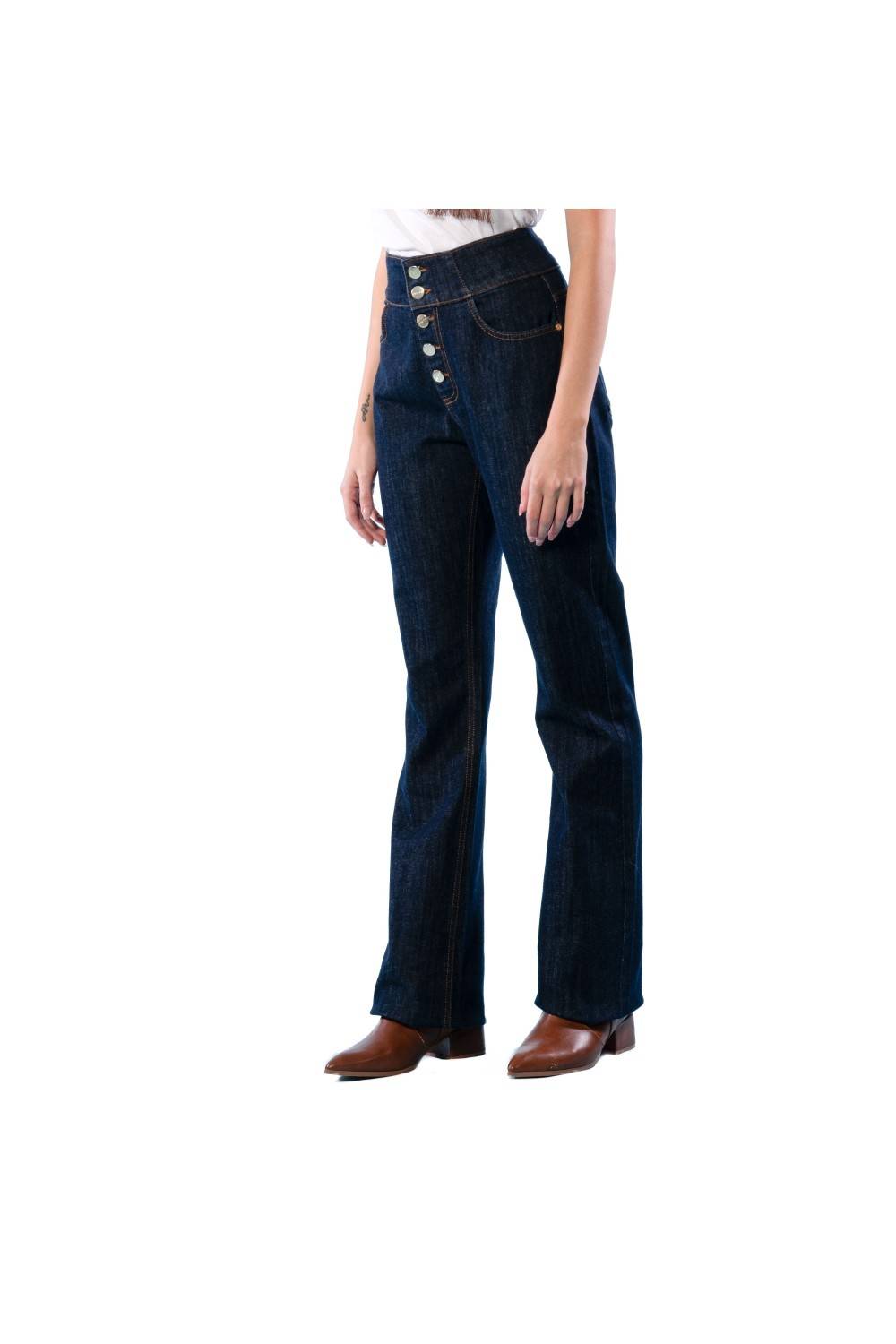 Nualy JEANS A ZAMPA CON BOTTONI Hotsell