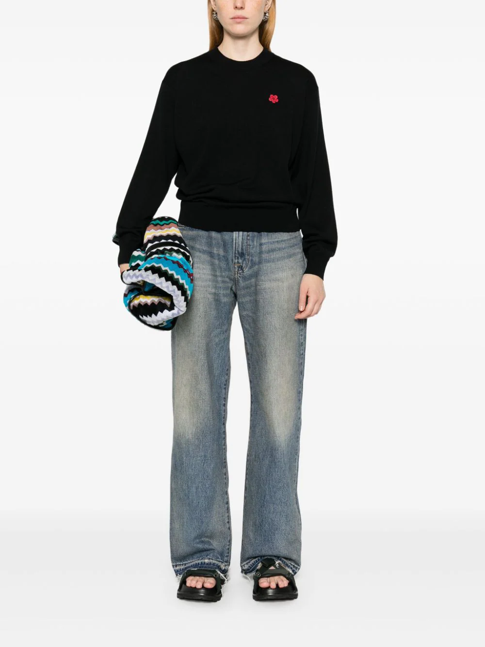 KENZO 'boke flower' embroidered wool sweater In Linea