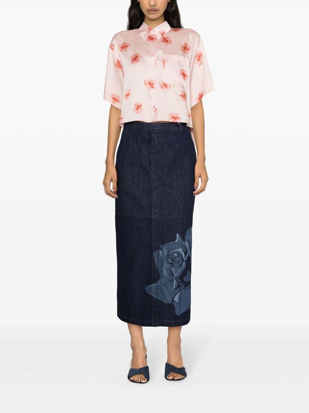 KENZO 'kenzo rose' cropped dropped shoulders shirt Saldi