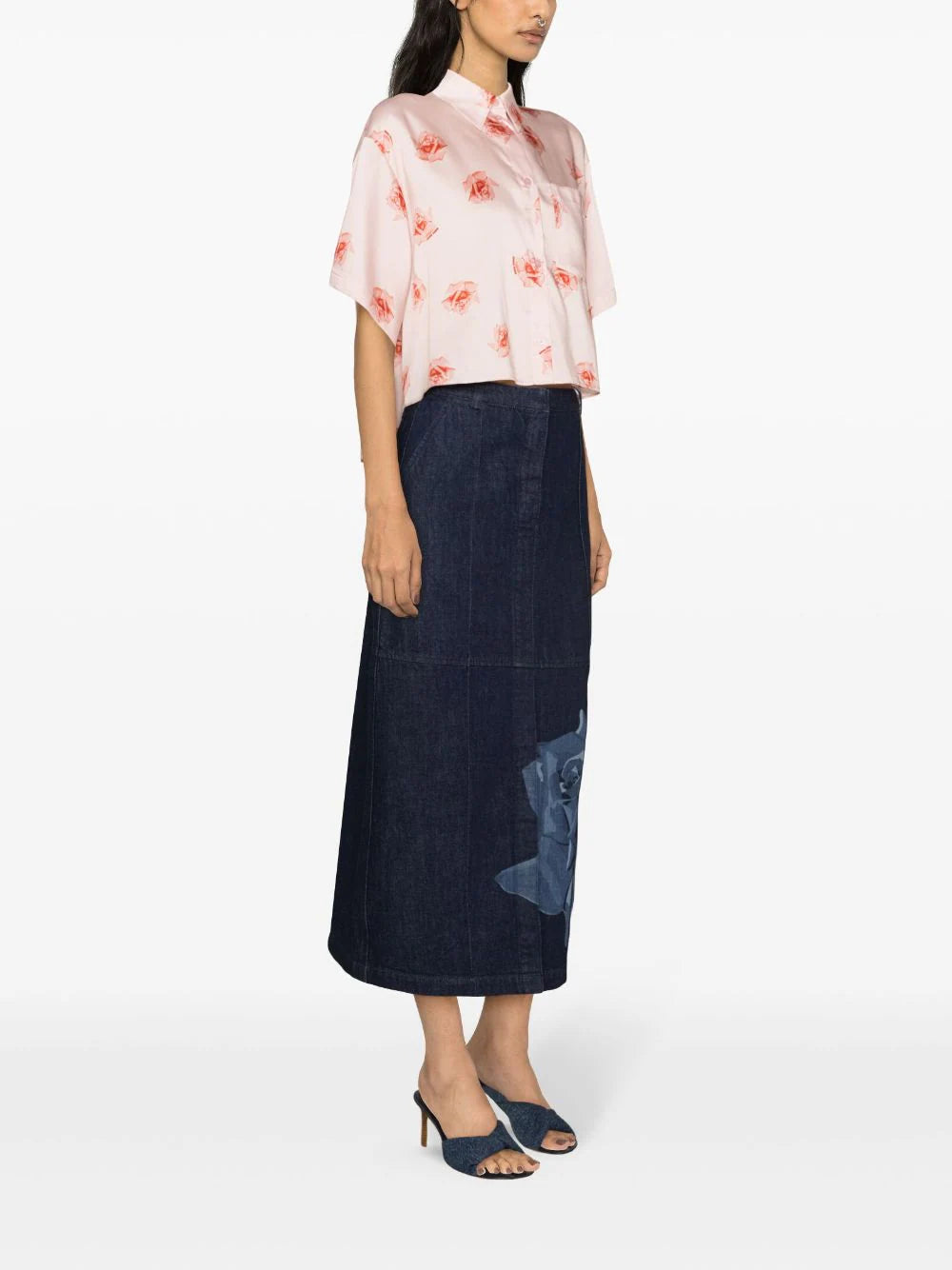 KENZO 'kenzo rose' cropped dropped shoulders shirt Saldi