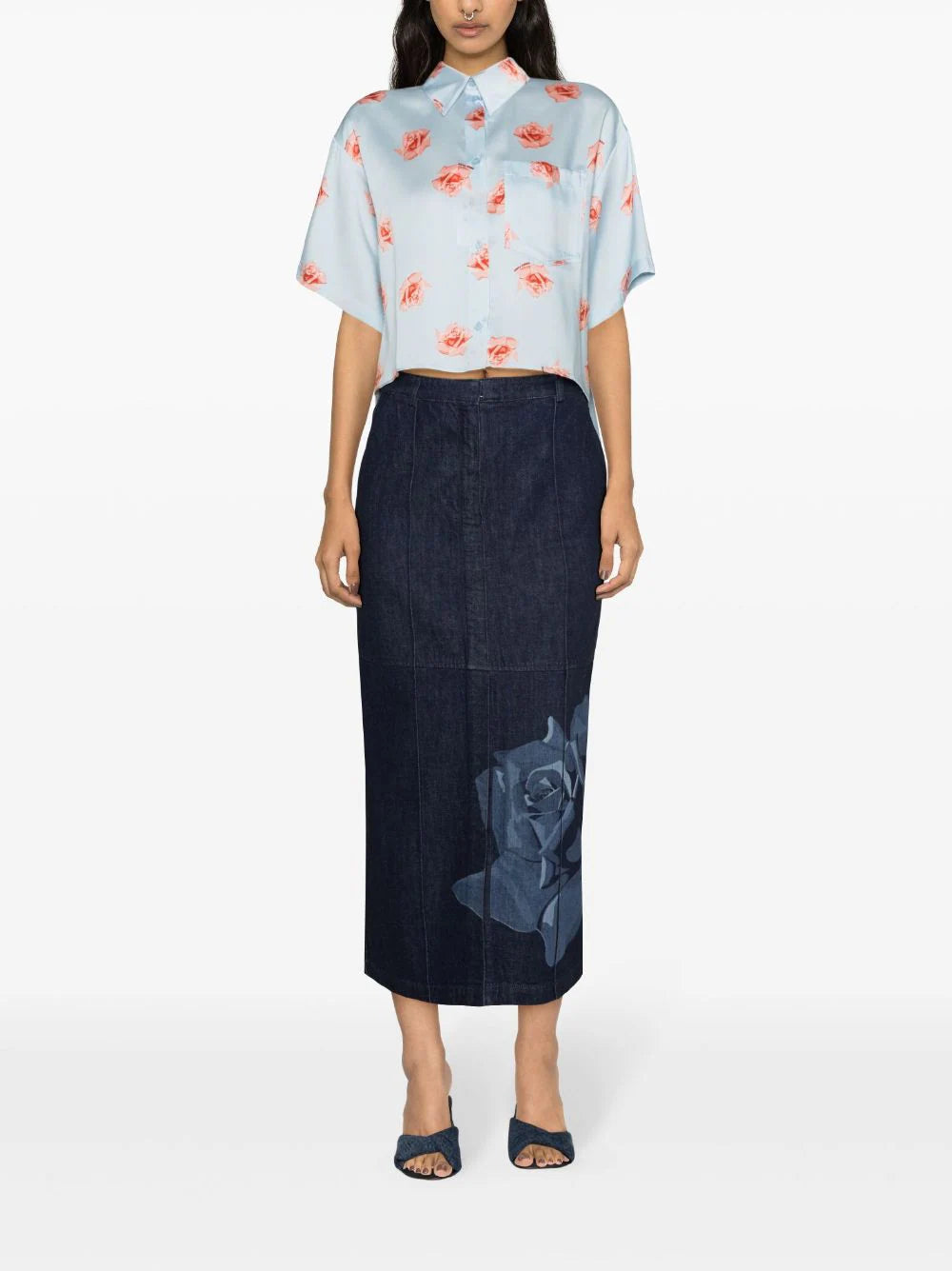 KENZO 'kenzo rose' cropped dropped shoulders shirt Offerte