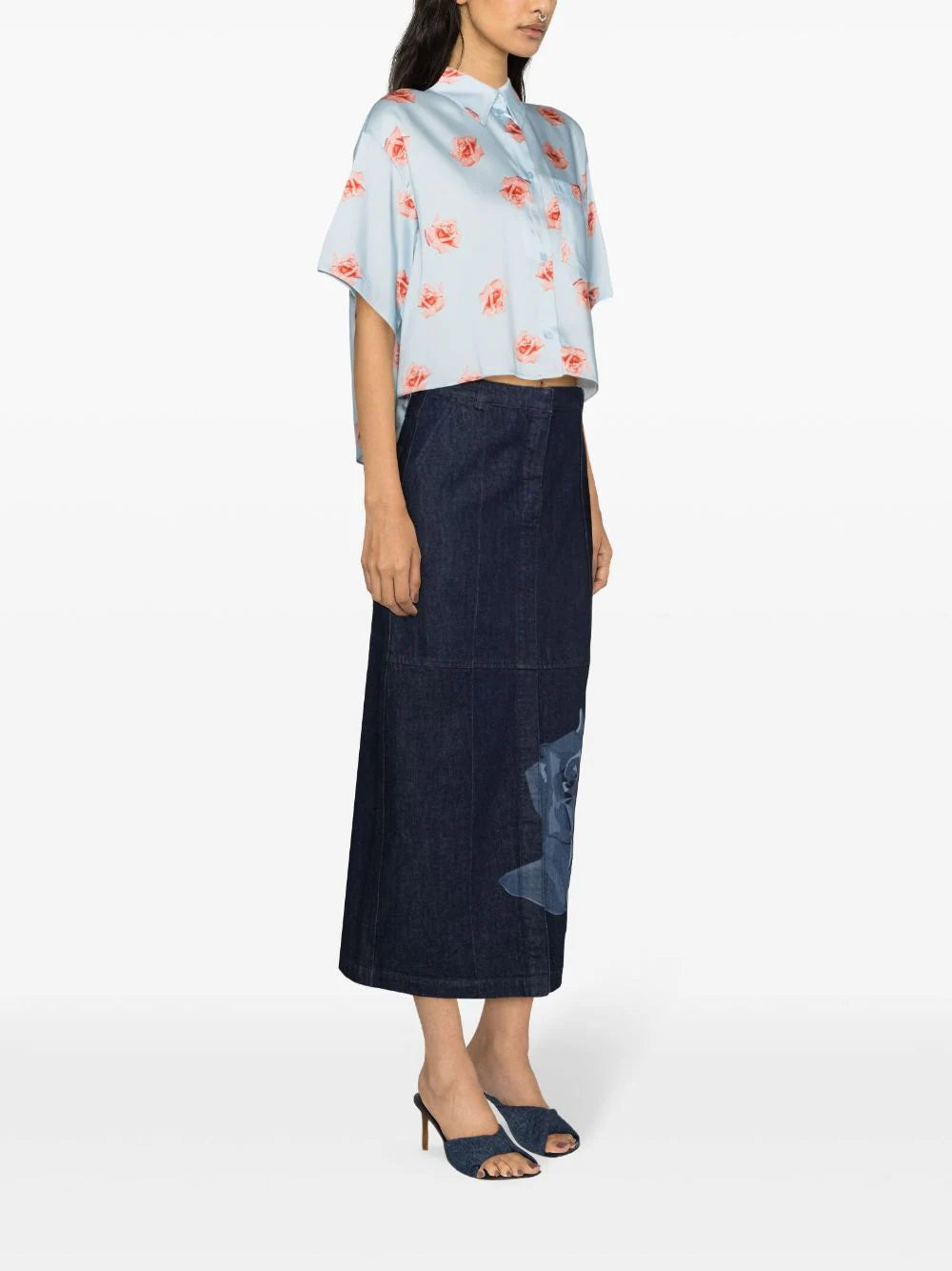 KENZO 'kenzo rose' cropped dropped shoulders shirt Offerte