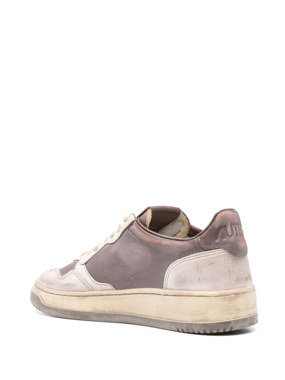 AUTRY Super vintage low sneakers in white leather and mud patridge Vendita Economica