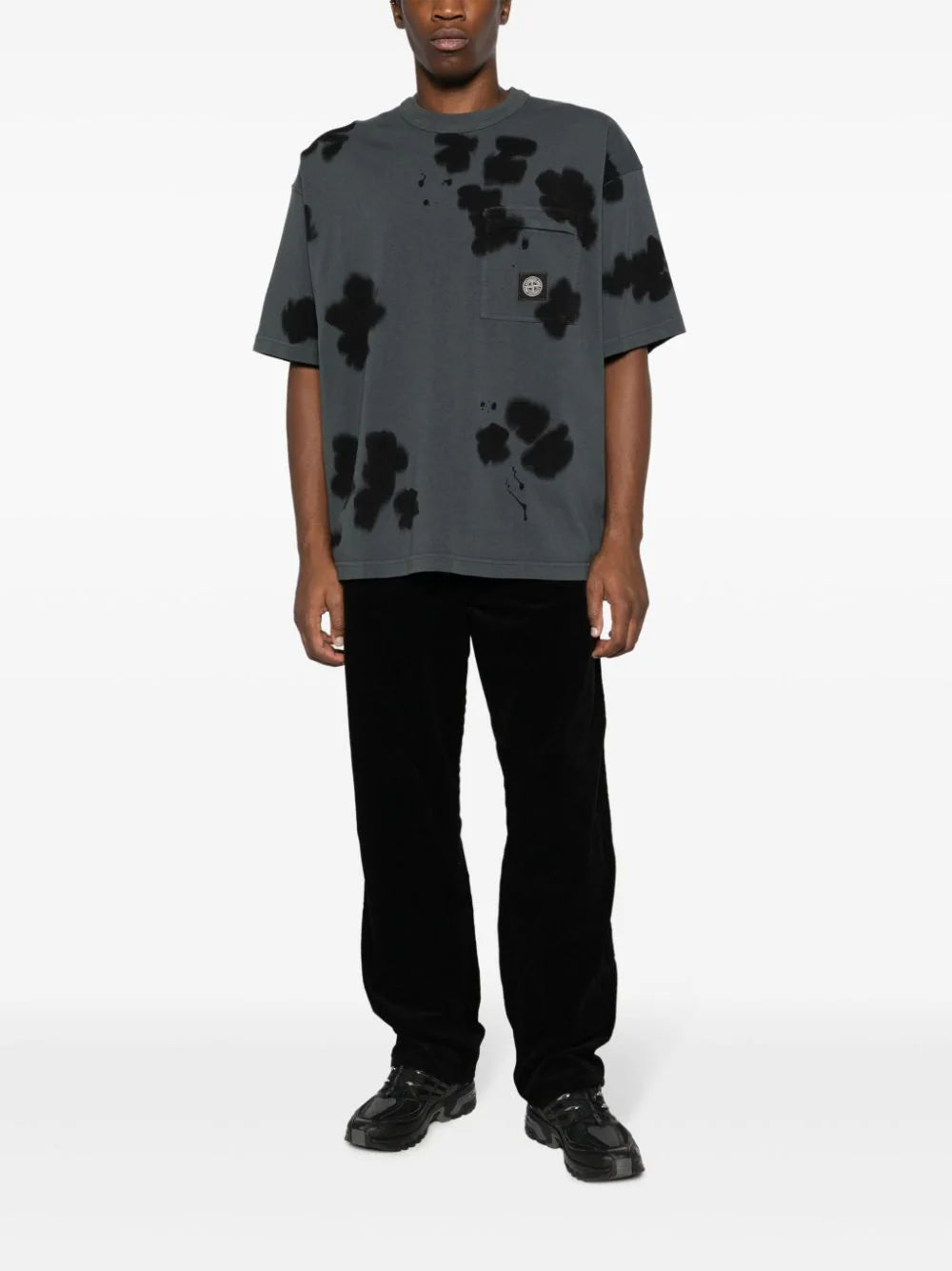 STONE ISLAND 215e3 hand colouring and garment dyeing on cotton jersey Vendita calda