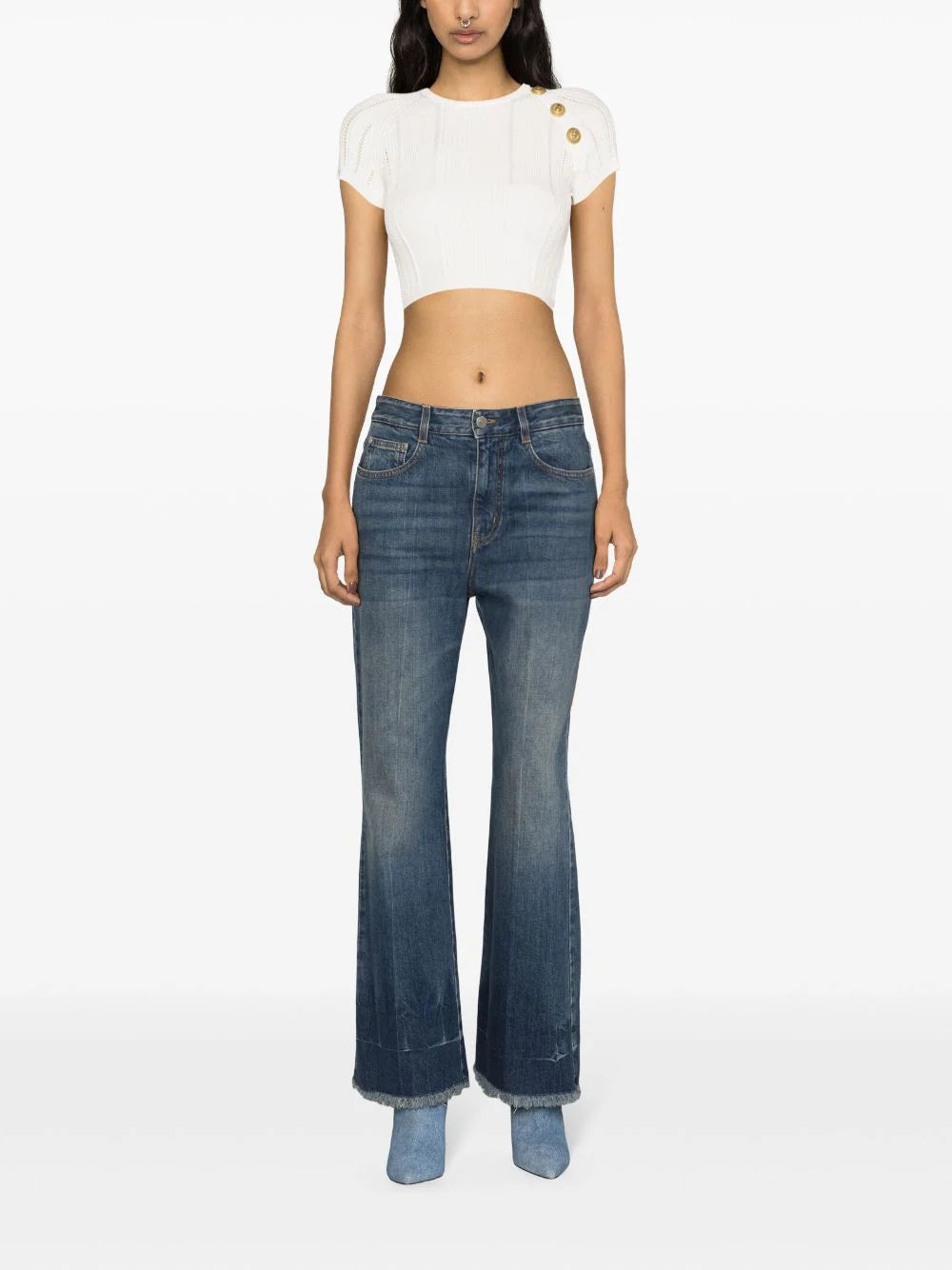 BALMAIN 3-button fine knit top Negozi Online