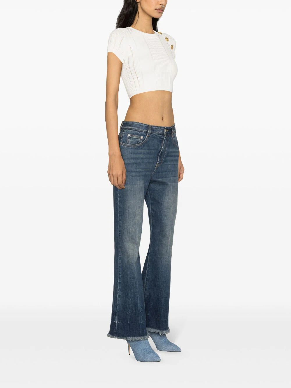 BALMAIN 3-button fine knit top Negozi Online