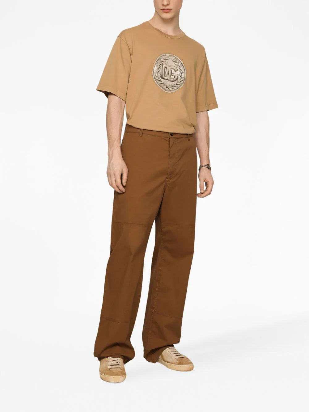 Dolce & Gabbana Worker pants with brand plate Economico