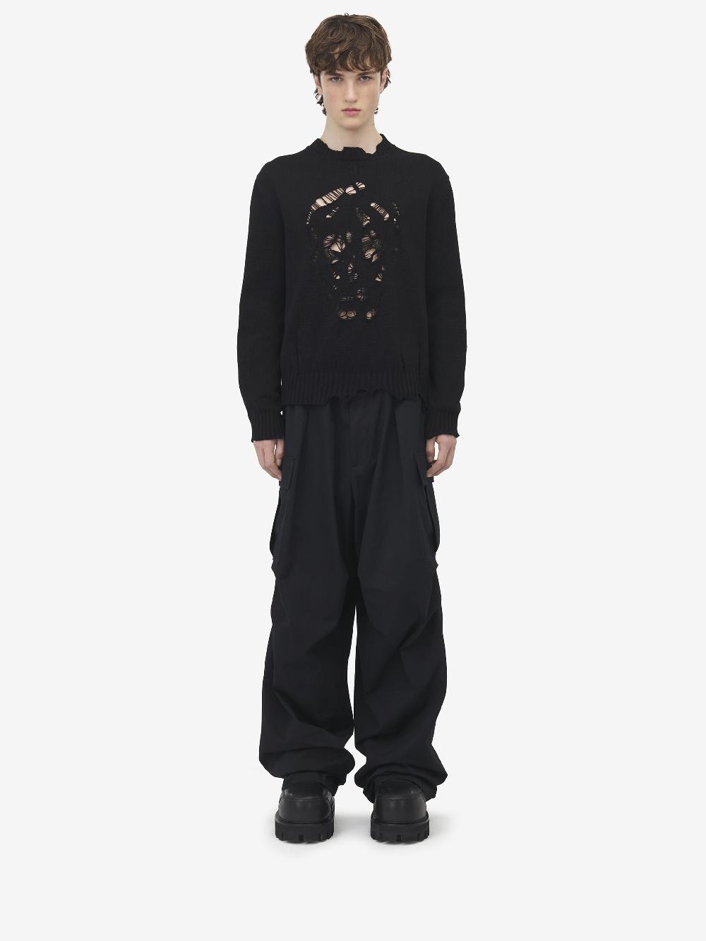 Alexander McQueen Worn look skull sweater Offerte