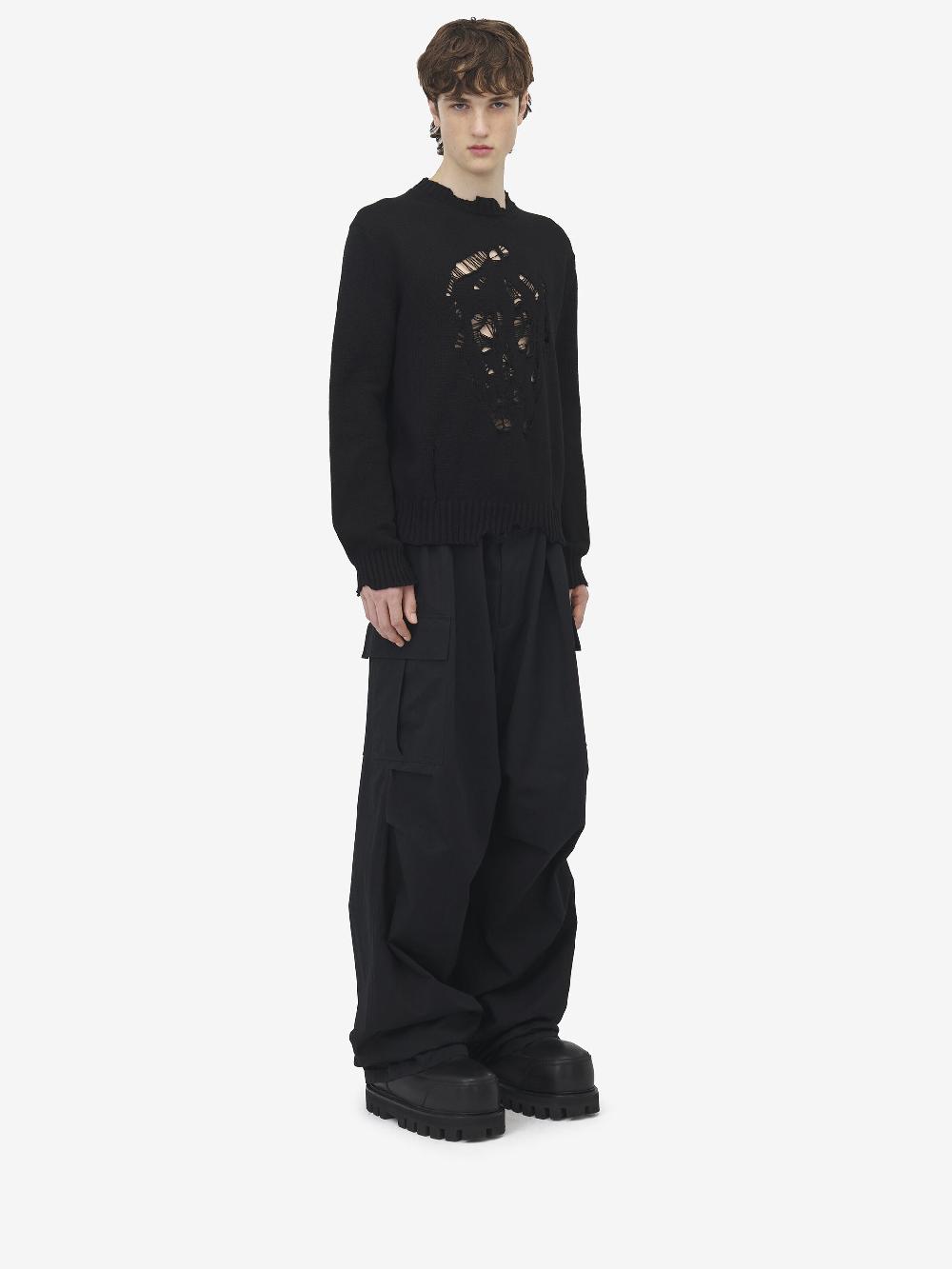 Alexander McQueen Worn look skull sweater Offerte