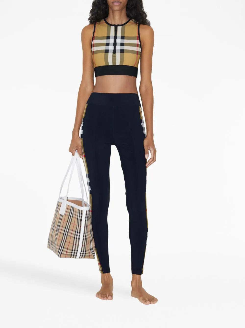 Burberry Zip detail check bra top Online Outlet
