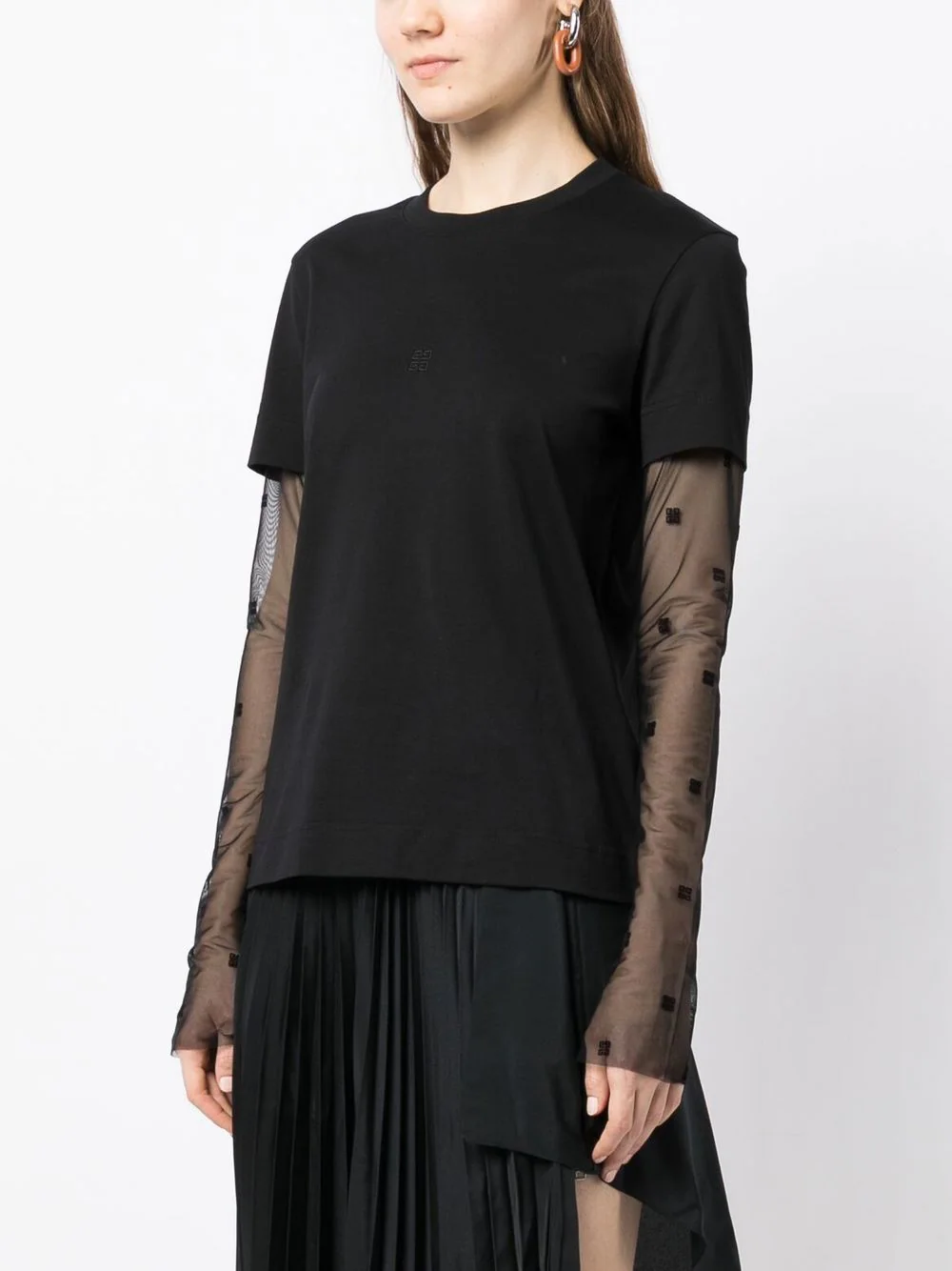 Givenchy 4g plumetis cotton and tulle t-shirt Latest stili