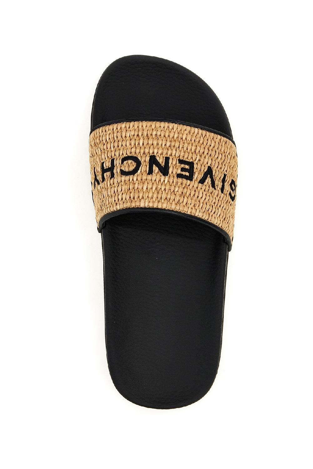 Givenchy 4g slide flat sandals in rafia Promozione temporanea