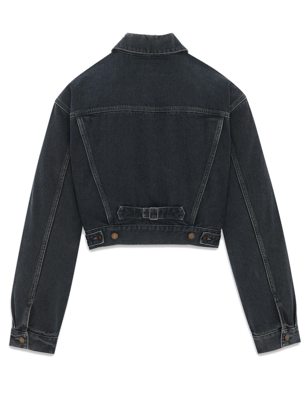 Saint Laurent 80s jacket in dark blue black denim Sconti questo mese