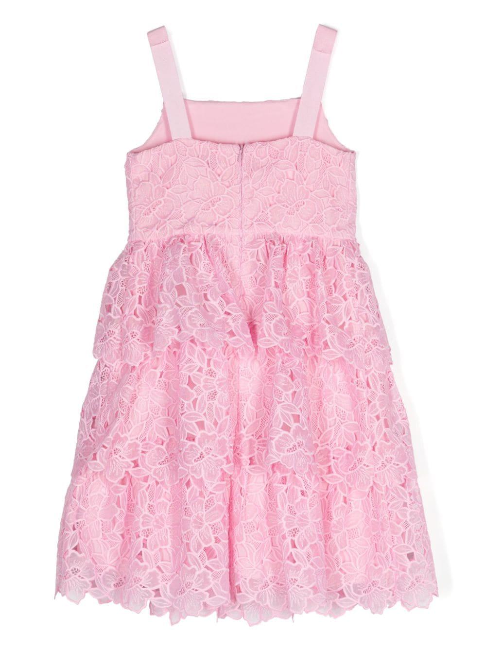 SELF PORTRAIT Kids Pink organza lace midi dress Flash Sale