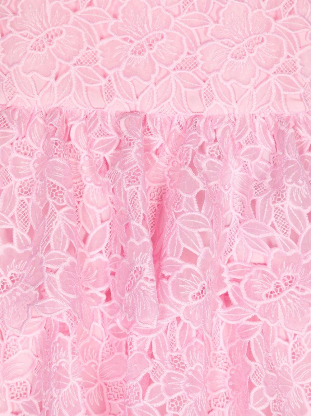 SELF PORTRAIT Kids Pink organza lace midi dress Flash Sale