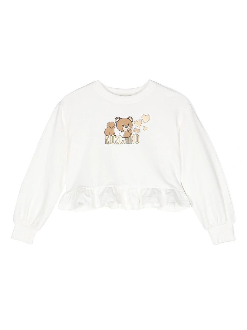 Moschino Kids Sweatshirt with rouches and teddy bear print Bestseller