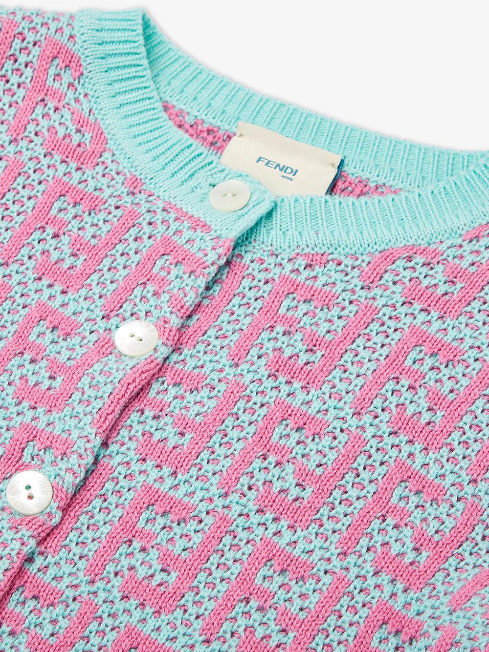 FENDI Kids Junior multicolor crochet cotton cardigan Comprane uno, ottenene uno gratis