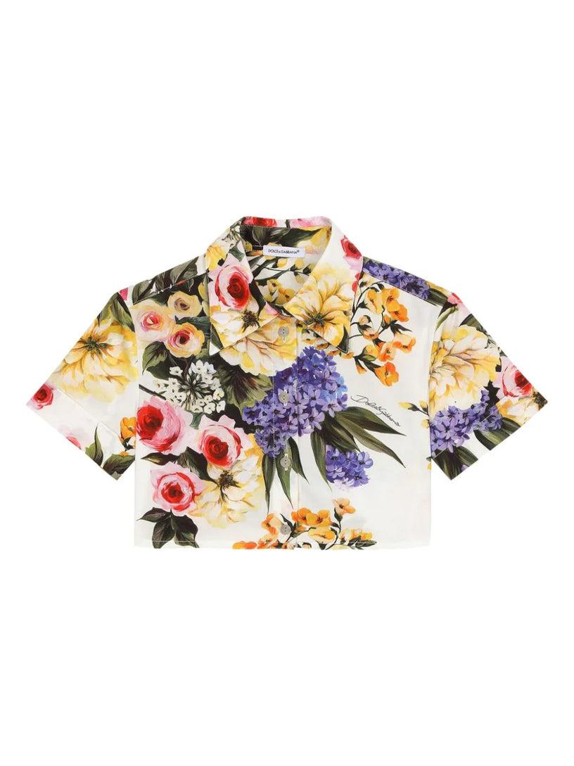 Dolce & Gabbana Kids Garden-print poplin shirt Offerte speciali