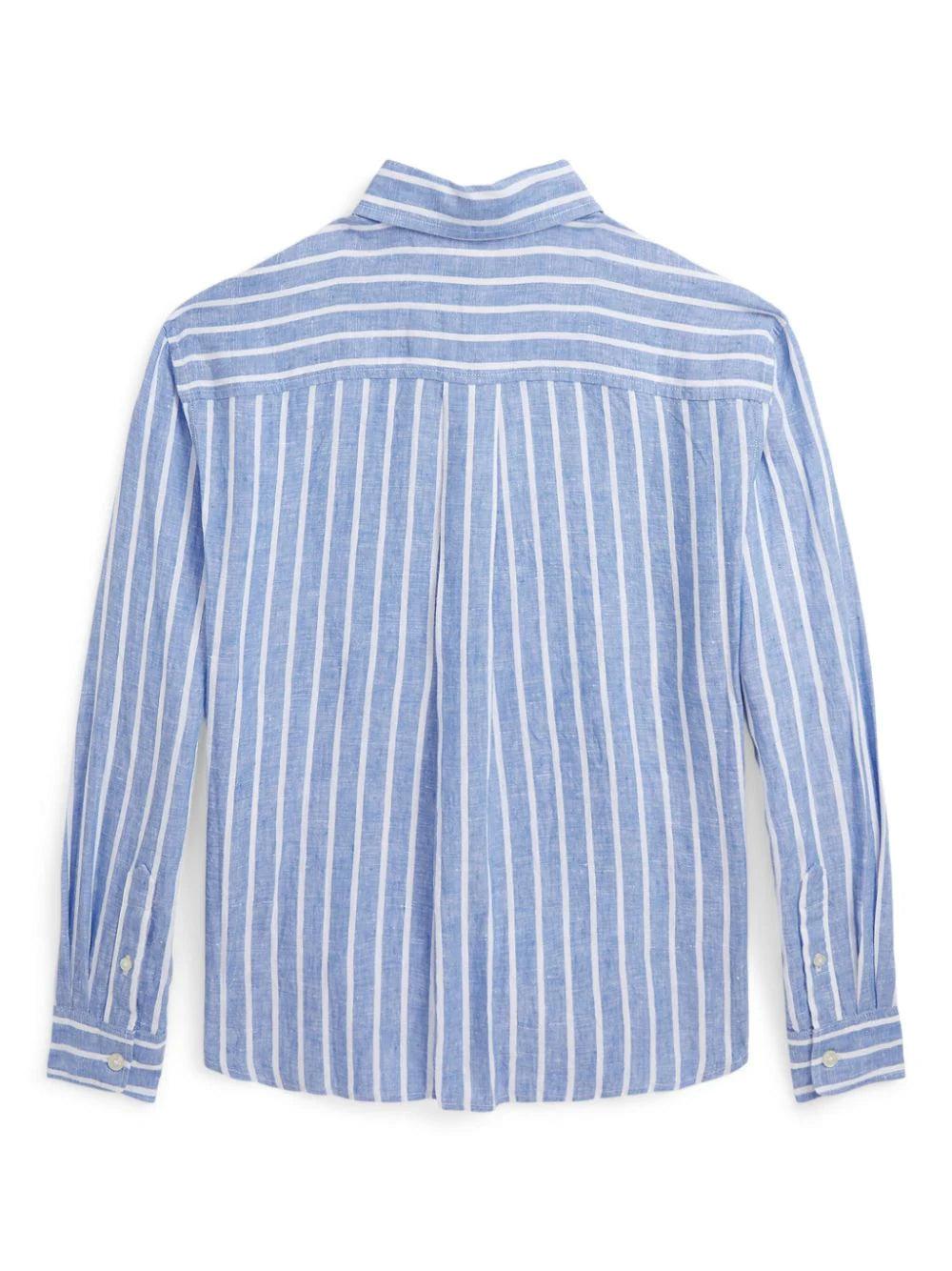 Ralph Lauren Kids Striped linen boxy shirt Fino al 55% di sconto