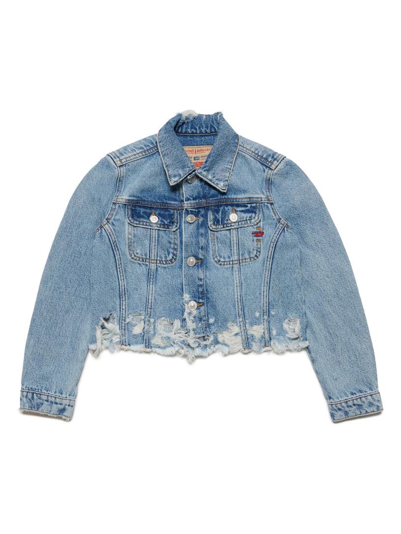 DIESEL Kids Cropped denim jacket with tears Nuovo