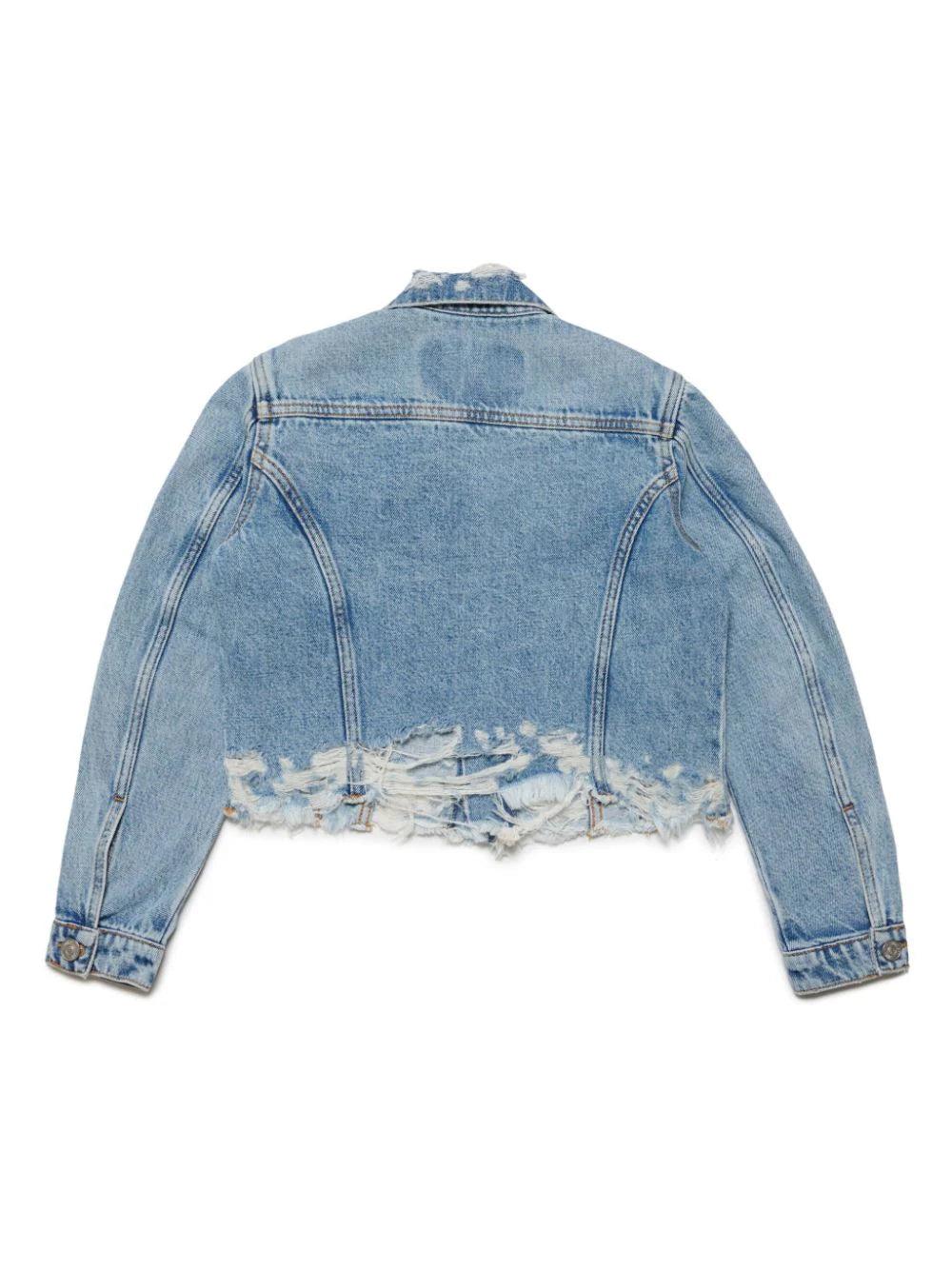 DIESEL Kids Cropped denim jacket with tears Nuovo