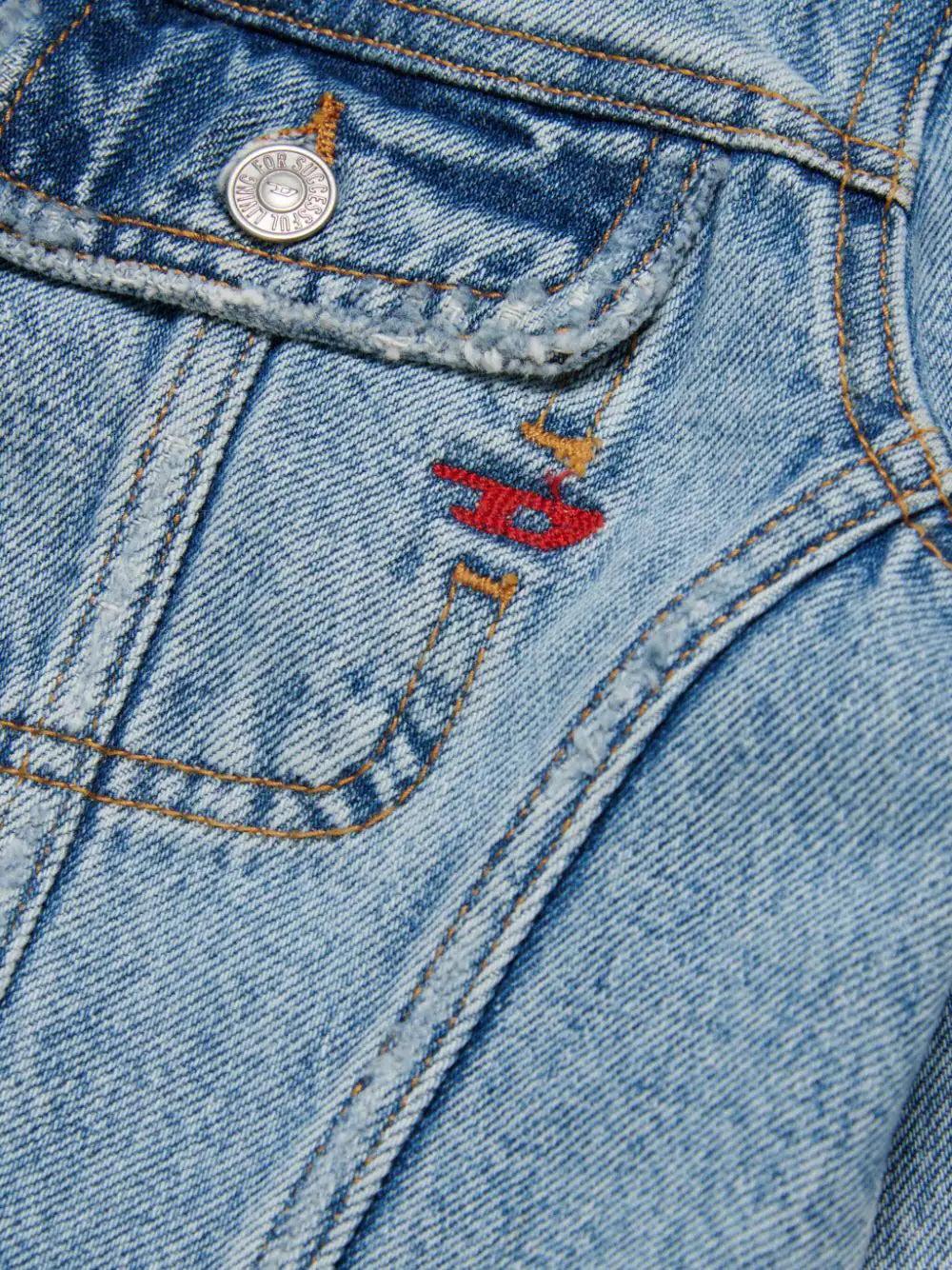 DIESEL Kids Cropped denim jacket with tears Nuovo