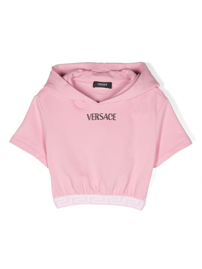 VERSACE Kids Hoodie with greca border and crystals Spedizione Gratuita