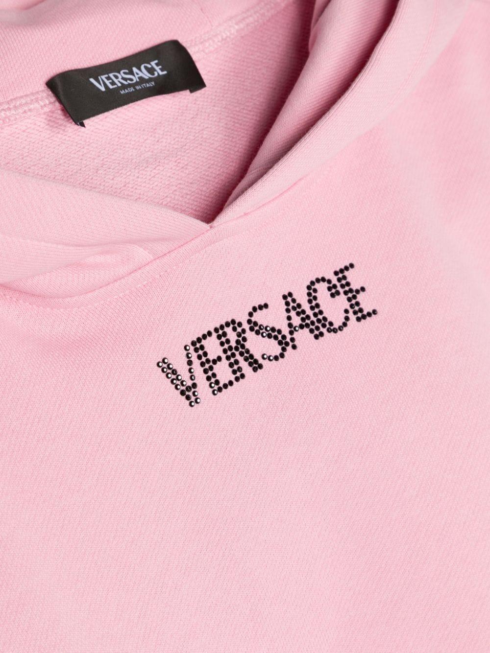VERSACE Kids Hoodie with greca border and crystals Spedizione Gratuita