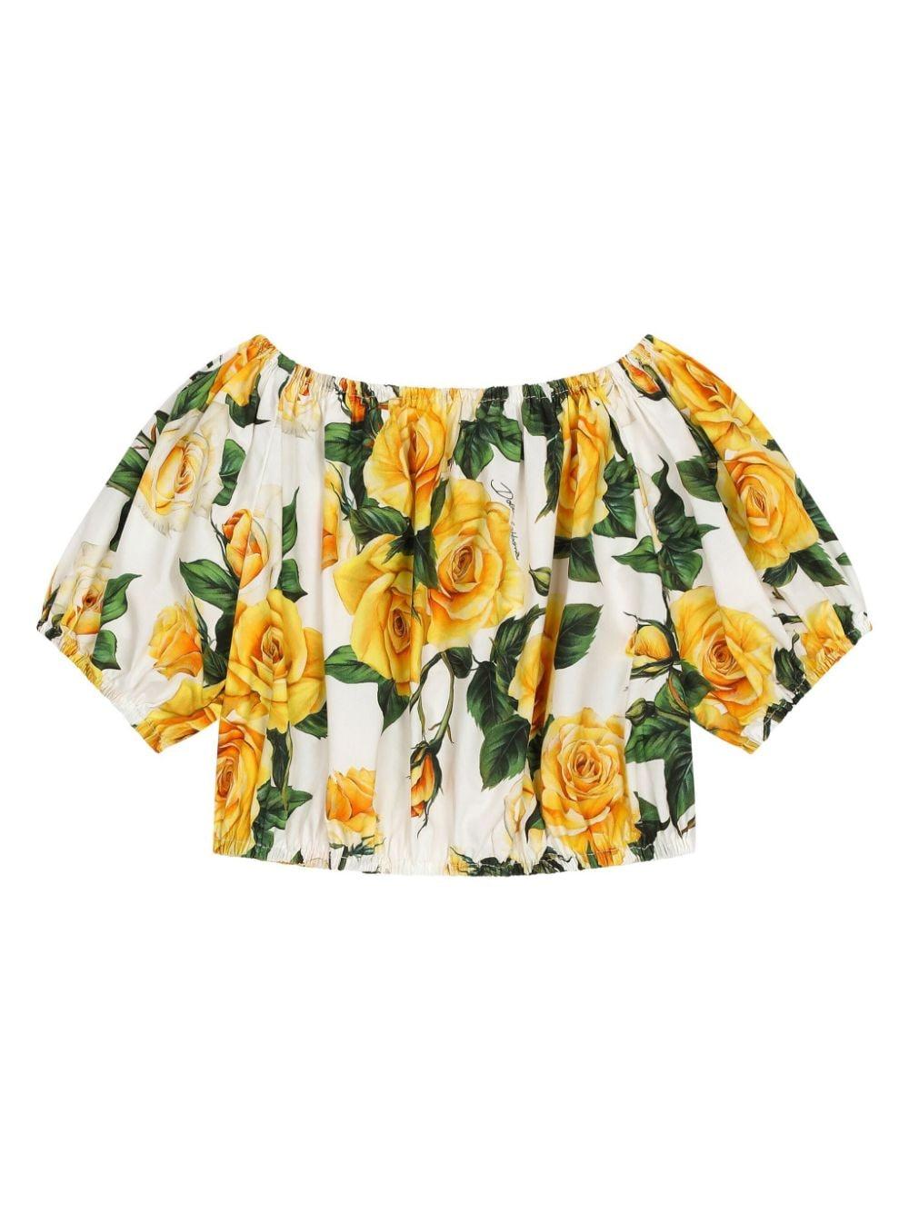 Dolce & Gabbana Kids Blouse with flower print Vendita Calda
