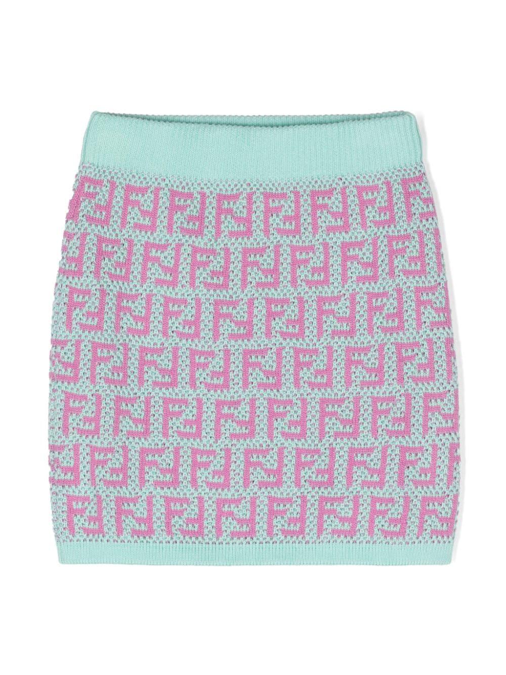 FENDI Kids Junior mini skirt in multicolor crochet cotton Negozio