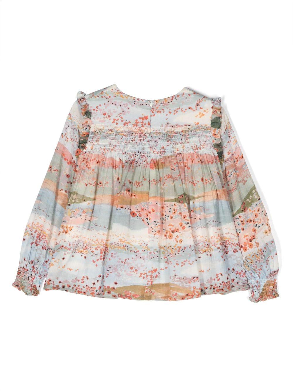 Chloé Kids Ceremony graphic-print blouse Offerta natalizia
