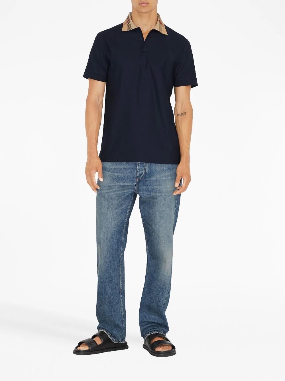 Burberry Check collar polo shirt Fino al 65% di sconto