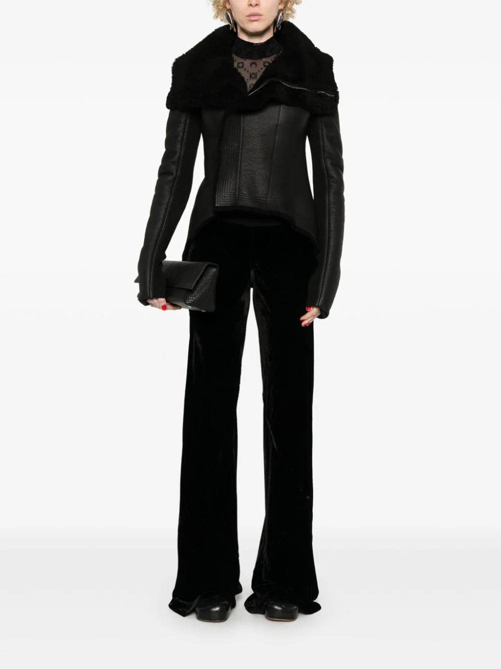 RICK OWENS Naska biker in merino shearling Qualità