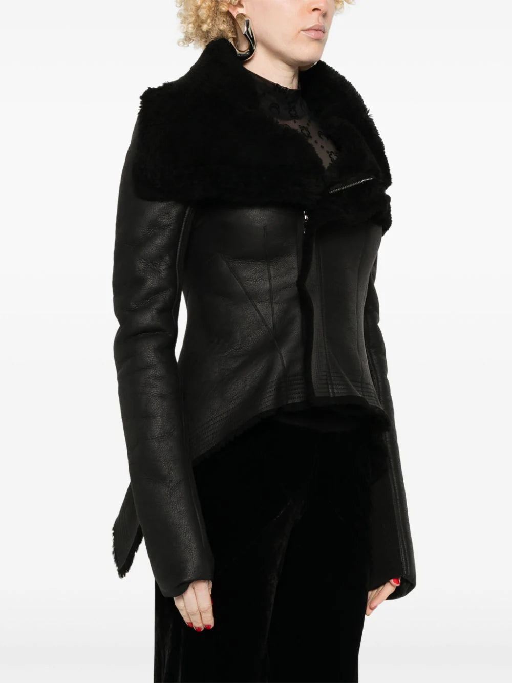 RICK OWENS Naska biker in merino shearling Qualità