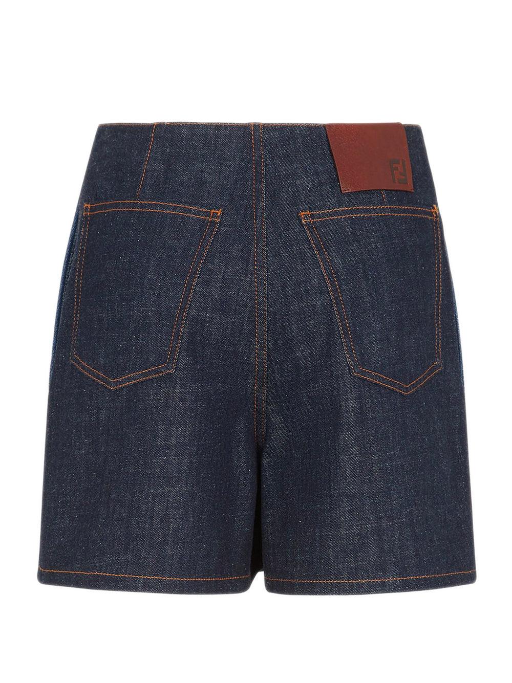 FENDI Two-tone denim shorts Outlet
