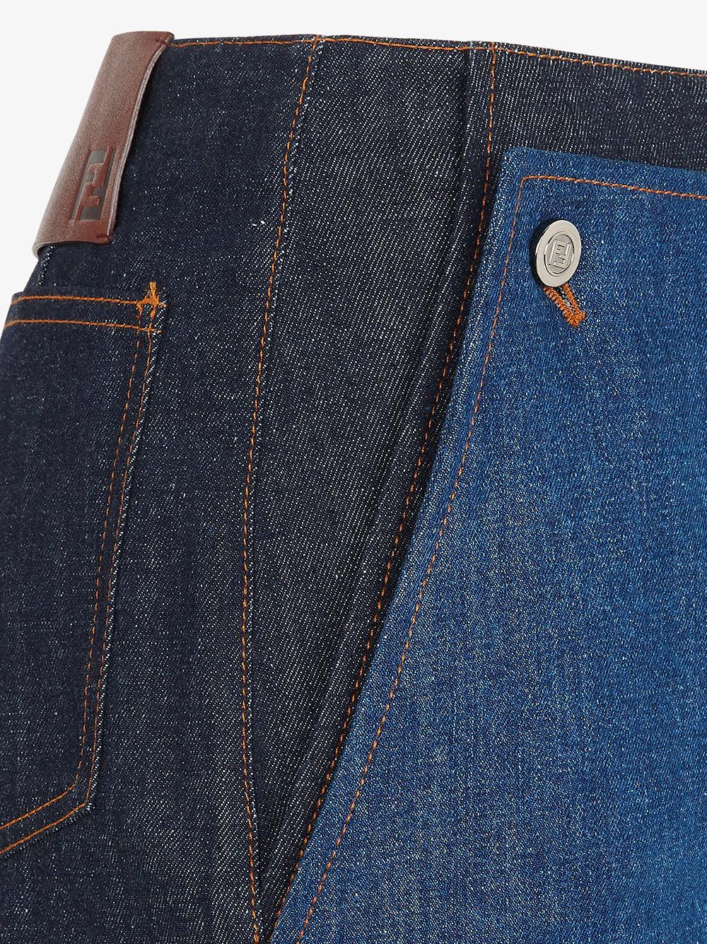 FENDI Two-tone denim shorts Outlet