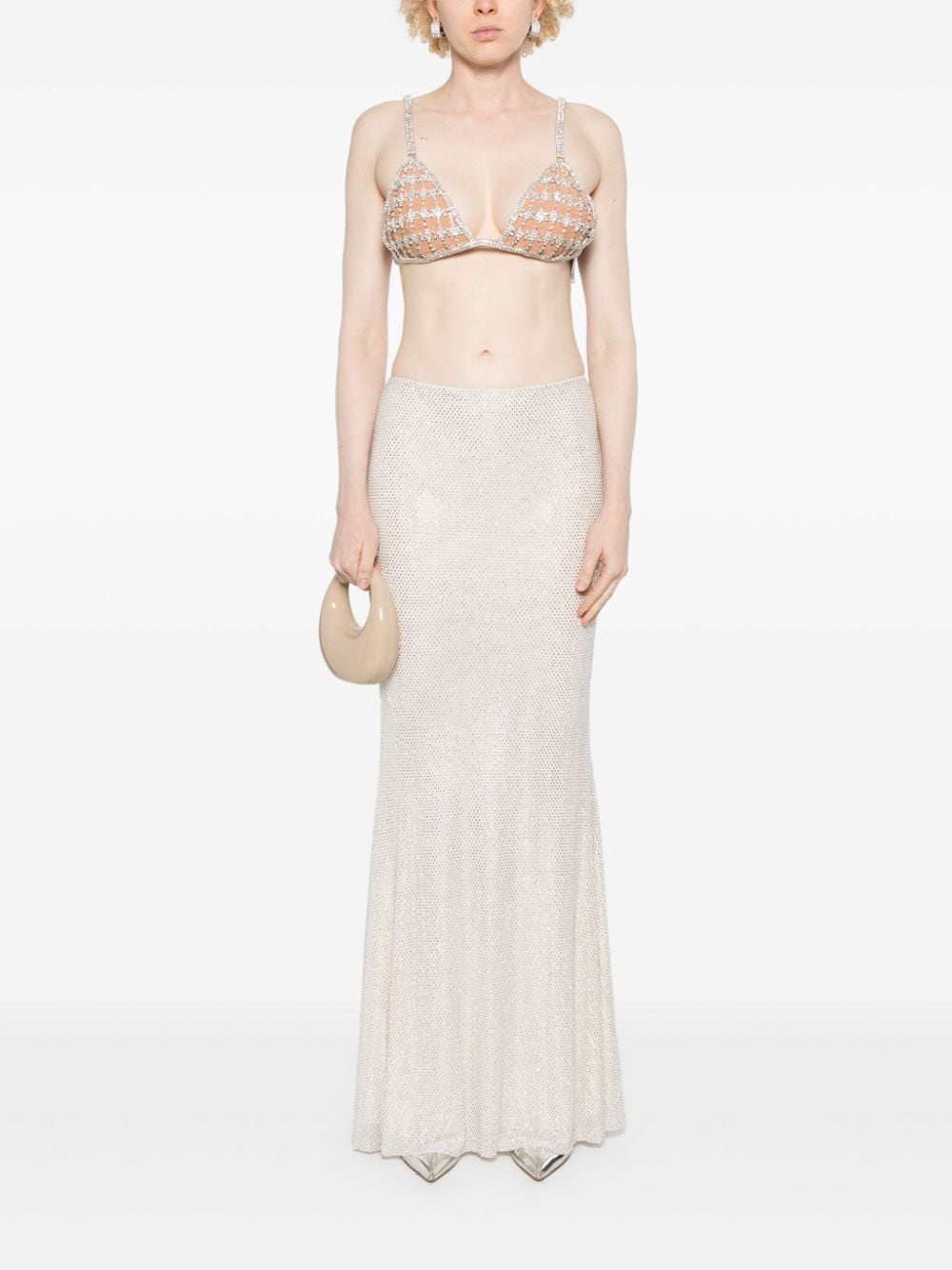 SELF PORTRAIT Rhinestone mesh maxi skirt Vendite stagionali