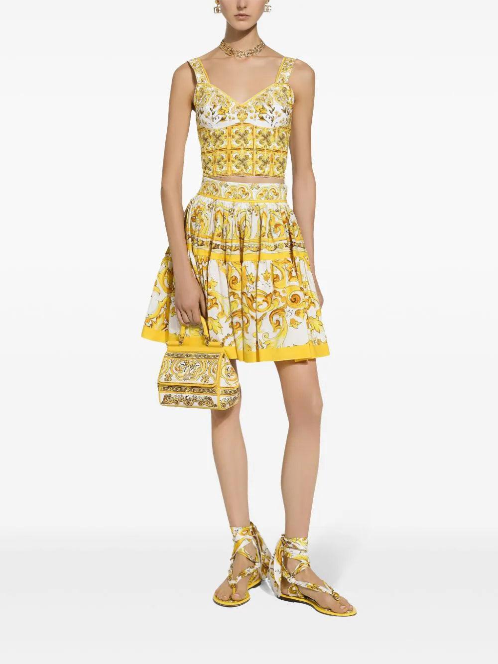 Dolce & Gabbana Short circle skirt in majolica-print Offerta natalizia
