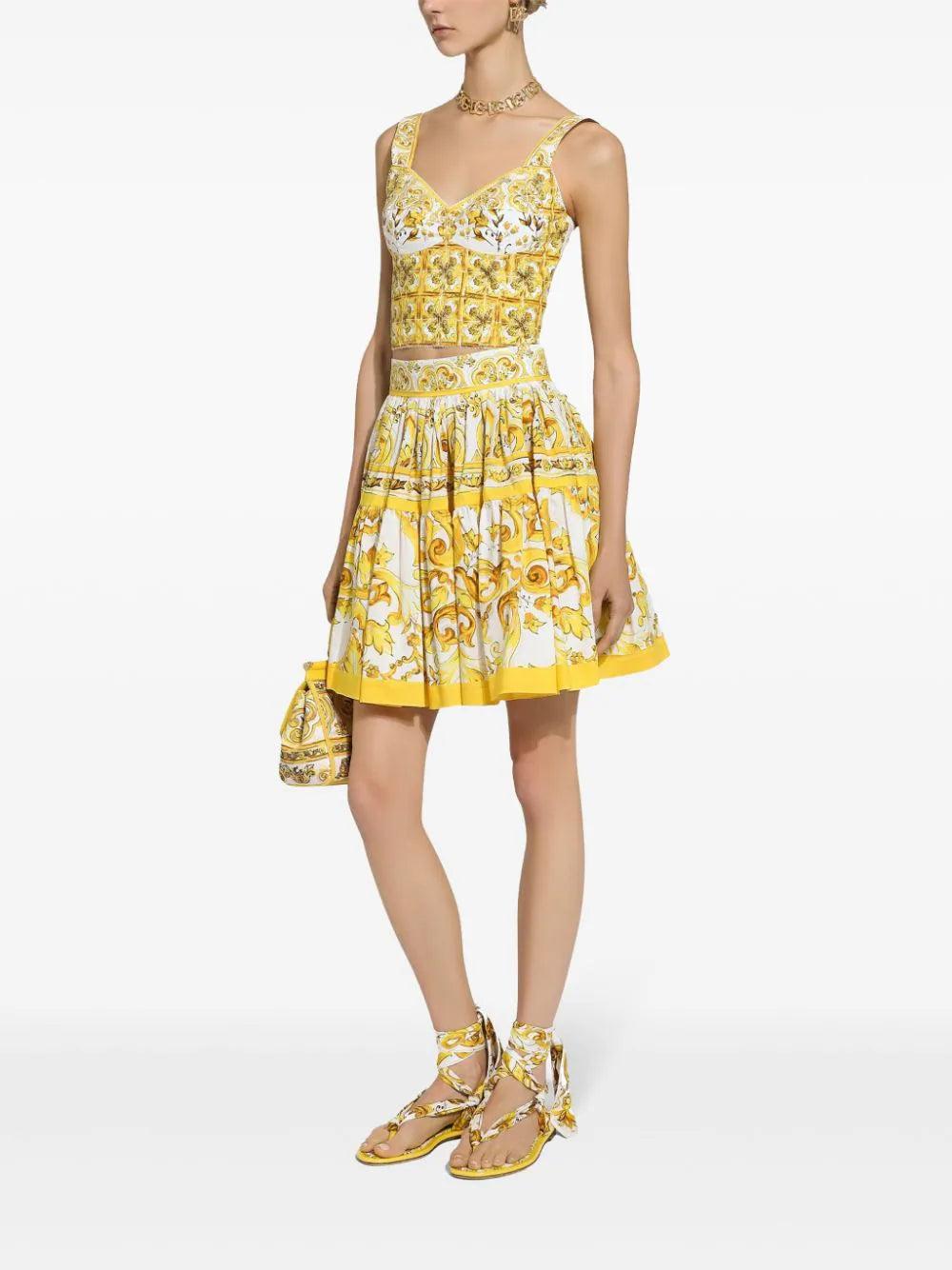 Dolce & Gabbana Short circle skirt in majolica-print Offerta natalizia