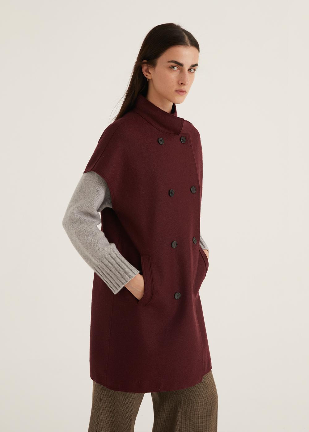 Rosso35 Cappotto doppiopetto senza maniche taglio vivo