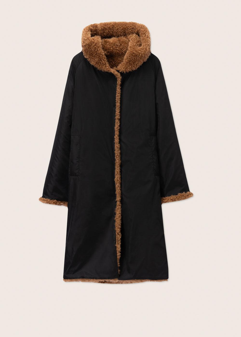 Rosso35 Cappotto reversibile con pelliccia ecologica e cappuccio Novità