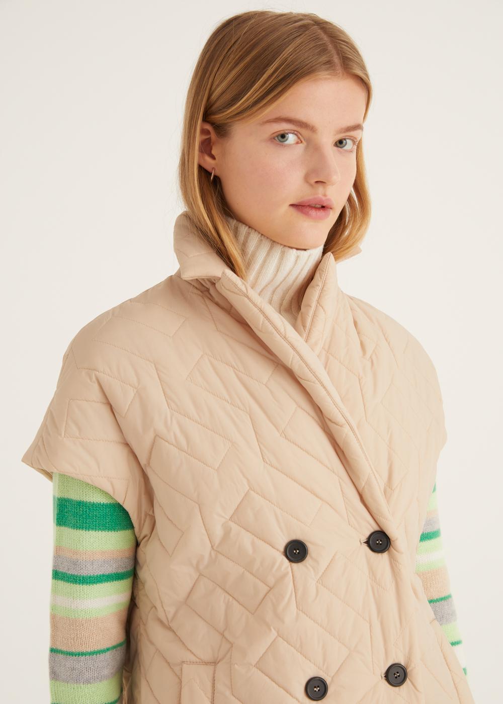 Rosso35 Gilet lungo doppiopetto trapuntato
