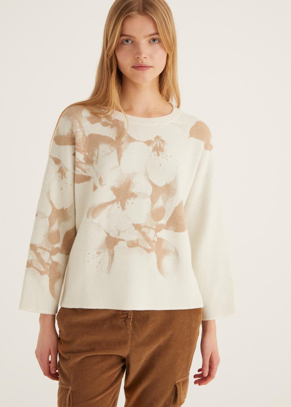 Rosso35 Felpa girocollo con stampa fiore jacquard Qualità Garantita