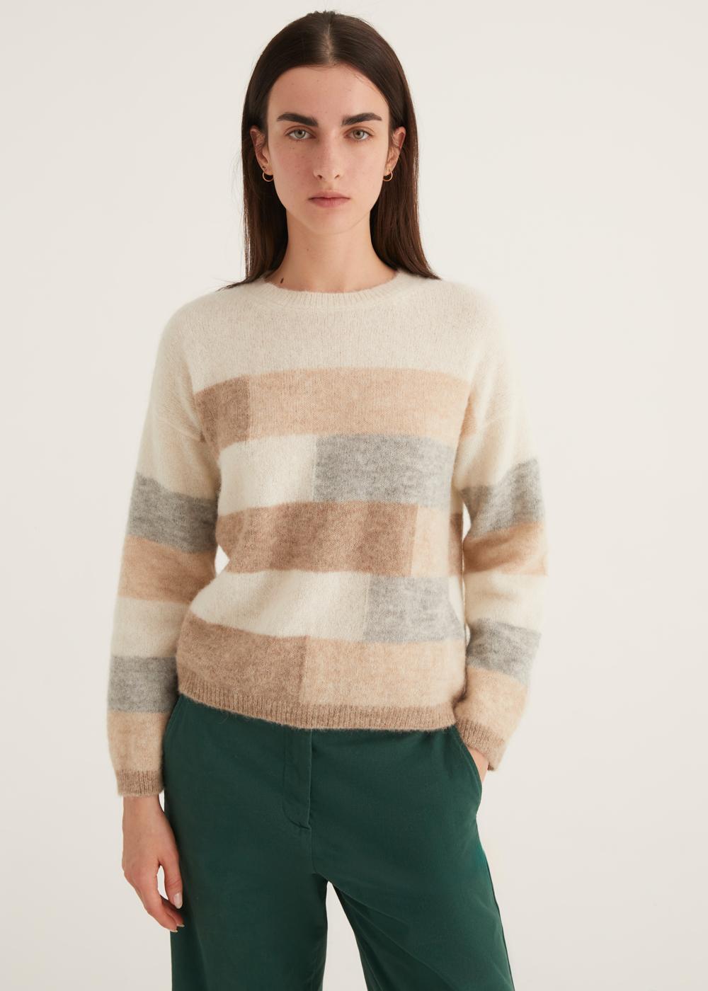 Rosso35 Maglia girocollo color block Sottocosto